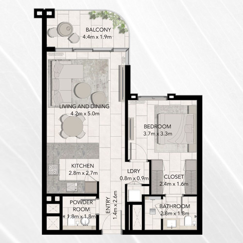 1 Bedrooms